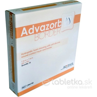 ADVAZORB BORDER krytie na rany samopriľnavé, atraumatické 7,5x7,5 cm, 1x10 ks