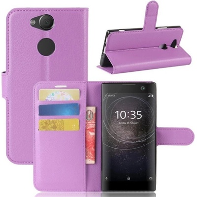 Litchi PU peněženkové na mobil Sony Xperia XA2 - fialové