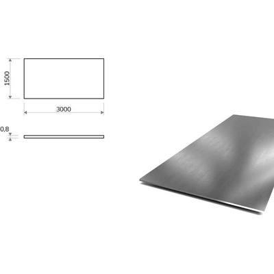 Nerezový plech (1.4301/7 - 2B) 1,5x3 m, tloušťka 0,8 mm + fólie