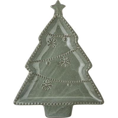 Alder Patera vánoční stromek 24 cm - Bloomingville Servírovací talíř Alder Green, zelená barva, keramika