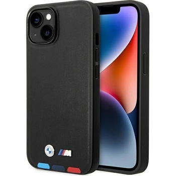 BMW Кейс BMW BMHCP14M22PTDK за iPhone 14 Plus 6.7", черен / черен, Leather Stamp Tricolor (3666339066819)