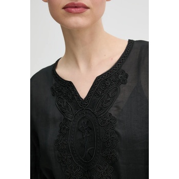 Isabelle Blanche Ленена рокля isabelle blanche в черно къса разкроена is25ss-a086-t019 (is25ss.a086.t019)