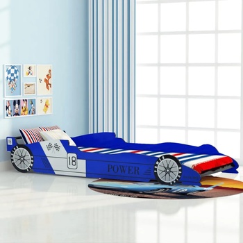 vidaXL Детско легло състезателна кола, 90x200 cм, синьо (244465)