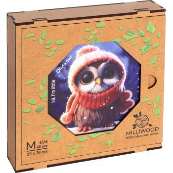 Milliwood Дървен пъзел Milliwood от 46 части - Бухалчето Оливия (размер M) (OM-OliviaOwl-5001)
