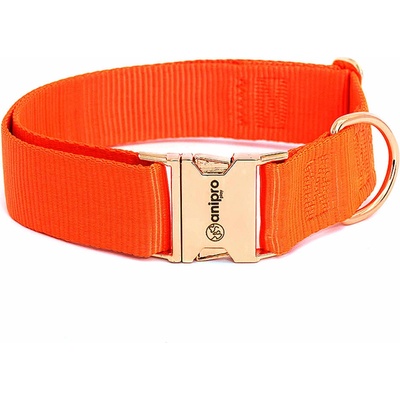 Anipro Extra Strong Rose Gold - Регулируем нашийник за кучета, лента, 40мм/45см-70см - оранжев с тока розово злато