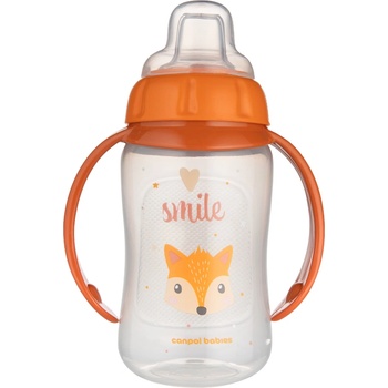 Canpol babies Преходна чаша със силиконов накрайник Canpol - Cute Animals, 320 ml, Оранжева (56/512_ora)