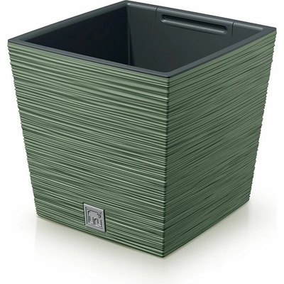 PROSPERPLAST Kvetináč FURU SQUARE LOW 30cm zemito zelený