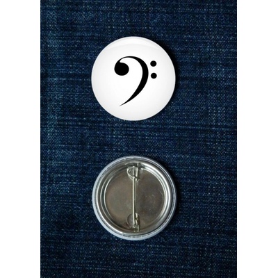 eNoty.eu placka 37 mm odznak bílá basový klíč