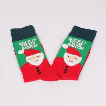 Image 1 of Мъжки чорапи в червено и зелено с Дядо Коледа и надпис