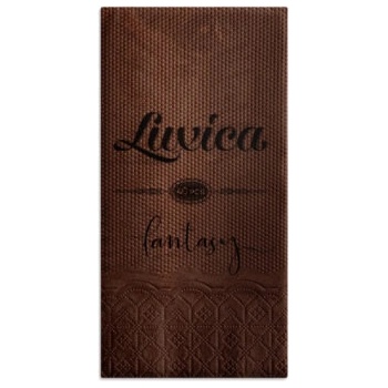 Luxica® Fantasy тъмно кафяви салфетки с дискретен релеф и фин бордюр 2 слоя | 40 броя Сгъвка 1/8 (92892922929)