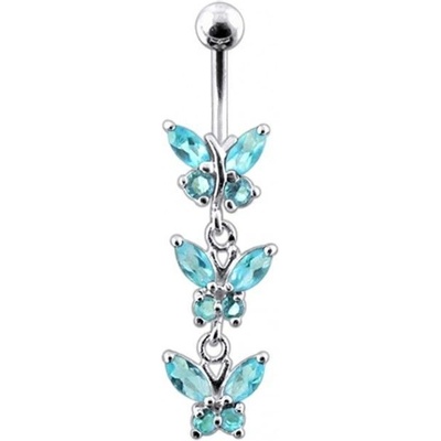 Šperky4U stříbrný piercing do pupíku s motýlky BP01122-Q