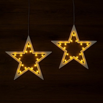 NEXOS Sada vianočných hviezd 20 LED teplá biela 2 ks