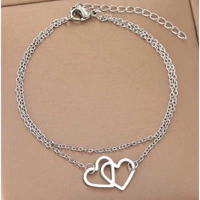 Blingstar Dámský náramek propojená Srdce double nerez ocel 2378
