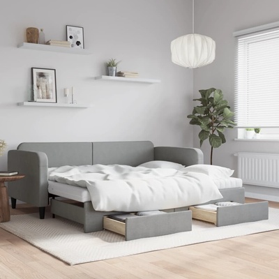 vidaXL Válenda s přistýlkou a zásuvkami světle šedá textil