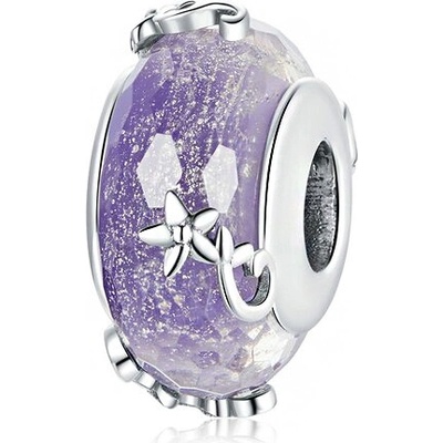 P&J Jewellery Fialový skleněný přívěsek Elegantní květy SGB10