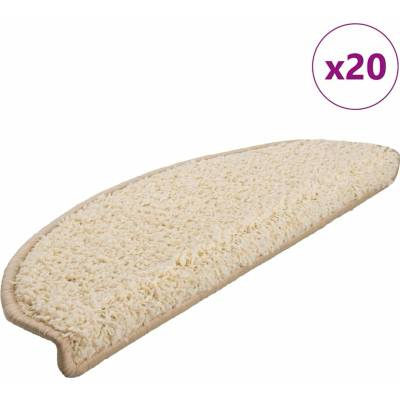 vidaXL Schodové rohože 20 ks 65 x 21 x 4 cm krémové, půlkulaté, velké