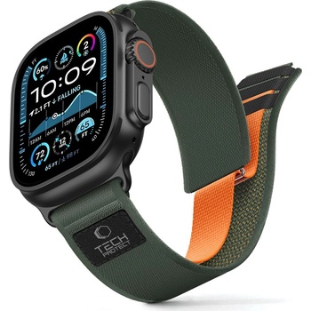 Tech-Protect nylon elite apple watch 8 / 9 / 10 / 11 / se / ultra (44 / 45 / 46 / 49 mm) green/orange (5906302339969)