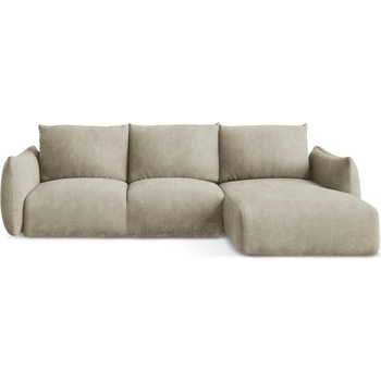 makamii Бежов шенилов сгъваем ъглов диван (десен ъгъл) Leila - Makamii (LEILA_RCF_61_P1_C7)