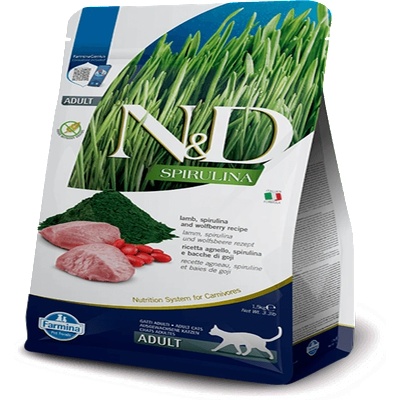 N&D Spirulina Adult Cat Lamb гранули за котки без зърно - 1.5кг