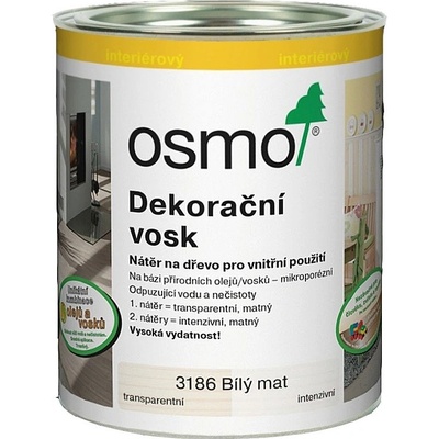 Osmo 3186 Dekoračný vosk intenzívny 0,75 l Biely mat