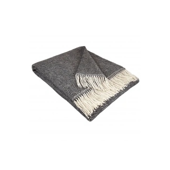 Interblanket Вълнено Одеяло „Рибена Кост В Тъмносиво И Кремаво - Стил, Топлина И Уют За Всеки Дом