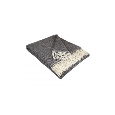 Interblanket Вълнено Одеяло „Рибена Кост В Тъмносиво И Кремаво - Стил, Топлина И Уют За Всеки Дом