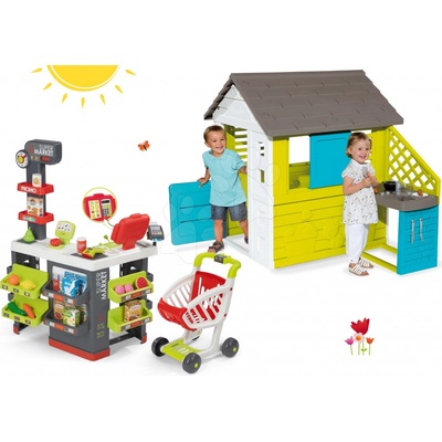 Smoby set domeček pretty Blue a obchod Supermarket 810703-21 – Hledejceny.cz