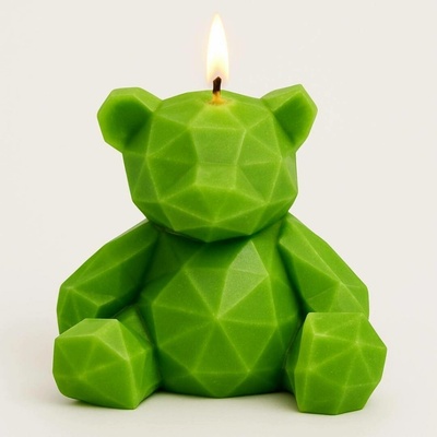 Svíčkománie3D Low-poly méďa zelená 55 g