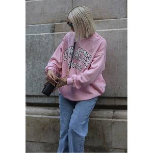 Madmext Дамски Oversize суитшърт MG1564 - Розови #361946 (361946_Розов)