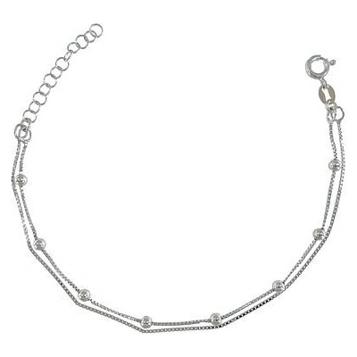 INFINITYSILVER Strieborný náramok dvojitý s guľôčkami BASS00717+