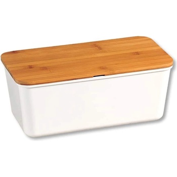 KESPER Úložný box na chléb s prkénkem z bamusu, bílý, 36 x 20 x 14 cm