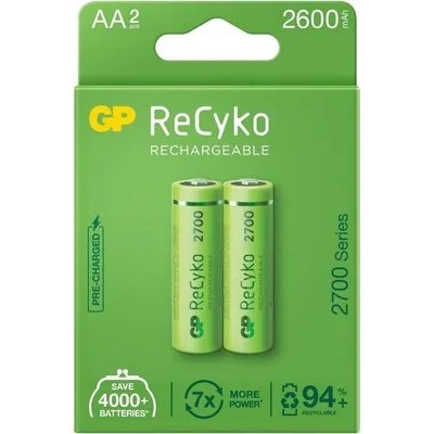 GP Batteries Акумулаторна Батерия GP R6 AA 2700mAh NiMH 2 бр. 270AAHCE-EB2 GP (GP-BR-270AAHCE-EB2)