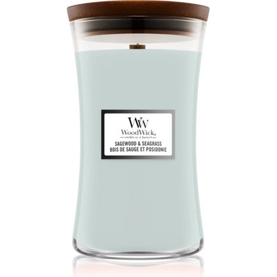 WoodWick Sagewood & Seagrass ароматна свещ с дървен фитил 609 гр