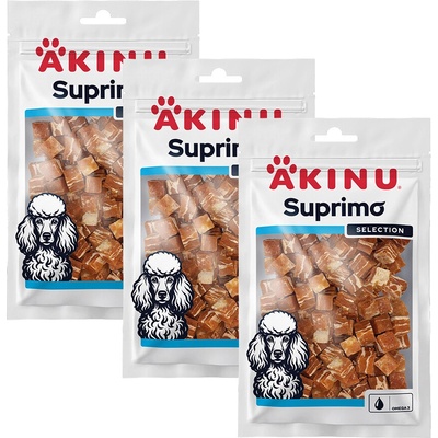 Akinu SUPRIMO SELECTION Lososové kocky pre psov mramorované 3 x 75 g
