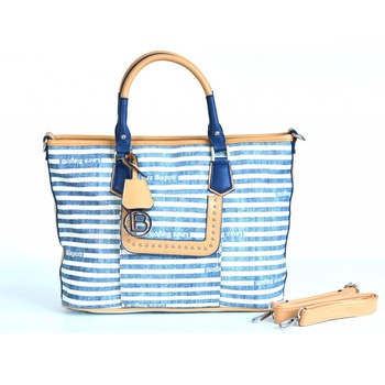 Laura Biagiotti kabelka námořnické proužky velká A4 modro-bílá