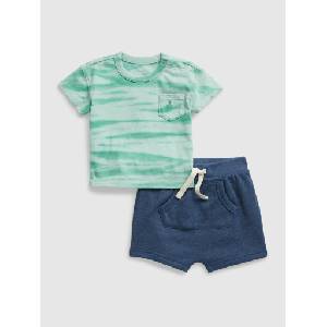 GAP Бебешки комплект Brannan Bear тениска и шортове GAP GAP | Sin Zelen | Момчешки | 50-62