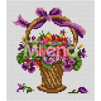 Milena Style Кошничка с теменужки - гоблен със схема конци dmc 1: 4