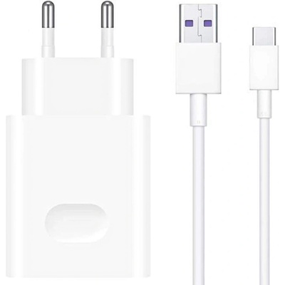Huawei Зарядно Huawei HW-100400E00 Super Charge CP84 с кабел USB-A към USB-C, 1 m, Бял, Bulk (HW-100400E00)
