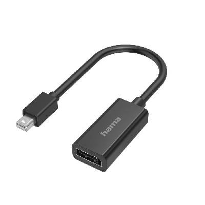 Адаптер HAMA, MiniDisplayPort мъжко - DisplayPort женско, Ultra-HD 4K, Essential, Черен (HAMA-200331)