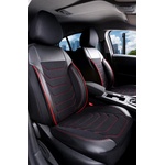 Streetech 3D Тапицерия за седалки кожена Streetech Carbon - черна с червени кантове (EG-SC-5)