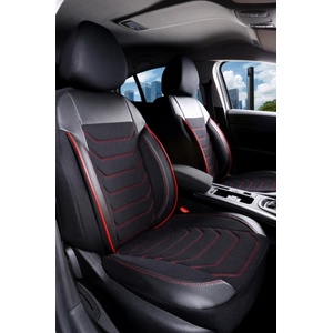 Streetech 3D Тапицерия за седалки кожена Streetech Carbon - черна с червени кантове (EG-SC-5)