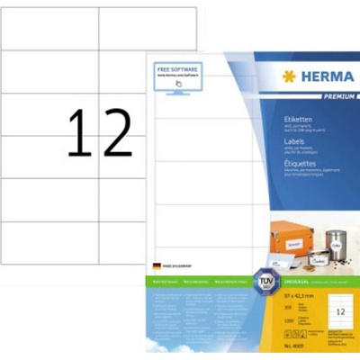 Herma 4669 97 x 42.3 mm papier biela 1200 ks trvalé univerzálne etikety atrament, laser, kópie