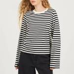 Brave Soul Дамска фланелка с дълъг ръкав Brave Soul BS Womens Crew Neck Long Sleeve Striped Top - Cream/Black