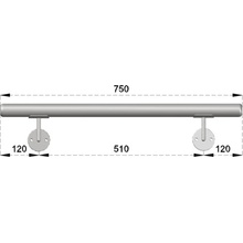 madlo 750mm /brúsená nerez K320 /AISI316 set: 2ks úchyt, madlo ø 42.4mm s ukončením