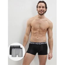 DIM Cotton 3d Flex Air Boxer pánské boxerky šedá černá 2ks