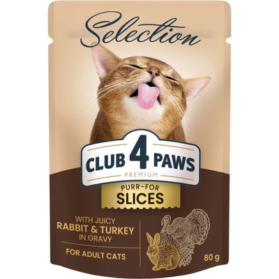 Club 4 Paws Premium Plátky s králičím a morčacím mäsom v omáčke 80 g