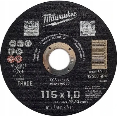 Milwaukee rezný kotúč 115 x 22 x 1.0 mm 4932479577