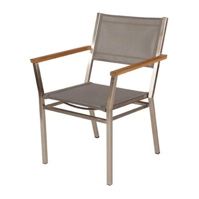 Barlow Tyrie Nerezové stohovatelné jídelní křeslo Equinox, 60x61x85 cm, rám nerez, područky graphite, výplet textilen titanium