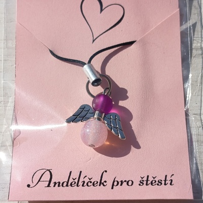 Andělíček pro štěstí na klíče nebo mobil z korálků malá karabinka 1,5 cm – Zboží Mobilmania