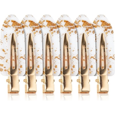 Brushworks Gold Flake No Crease Clips sponky do vlasů průhledné 6 ks